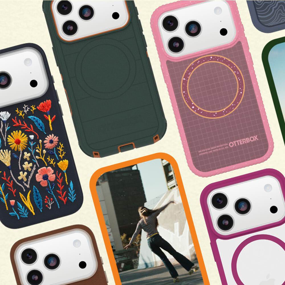 floral green pink and clear OtterBox phone cases for iPhone 17 series